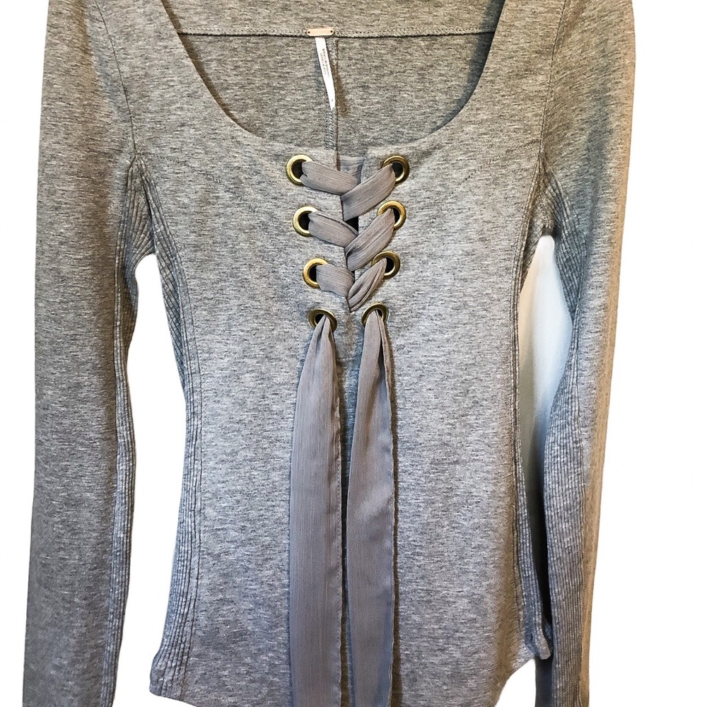 Free People Looking Back Lace-Up Top Sz S